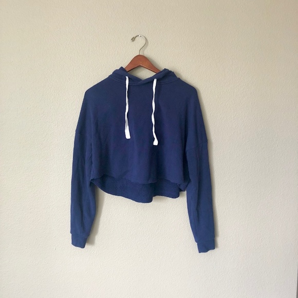 navy cropped sweatshirt